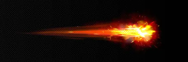 Vector illustration of Space meteor, comet or asteroid with fire trail