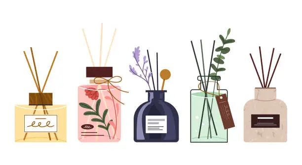 Vector illustration of A collection of different diffusers.