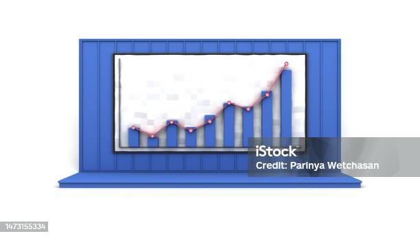 Three Panel Graph Display Panel Graph On Wall Isolated 3d Rendering Stock Photo ...