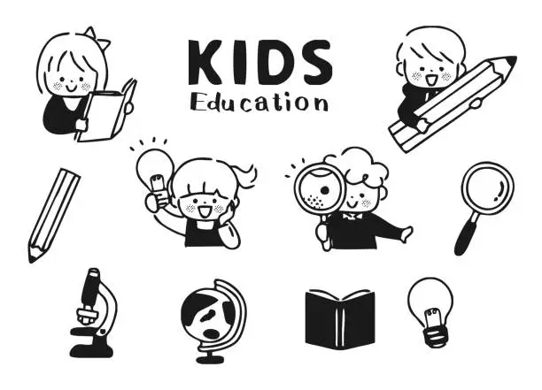 Vector illustration of Vector illustration of child learning.