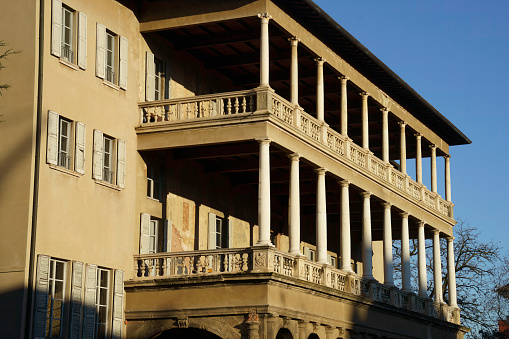Milan, Italy - January 9, 2023: Milan, Lombardy, Italy: exterior of Villa Simonetta, historic building hosting the music school dedicated to Claudio Abbado