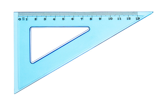 Triangular Blue Shaped Ruler Blue Triangle Stock Photo - Download Image Now - Set Square, Ruler ...