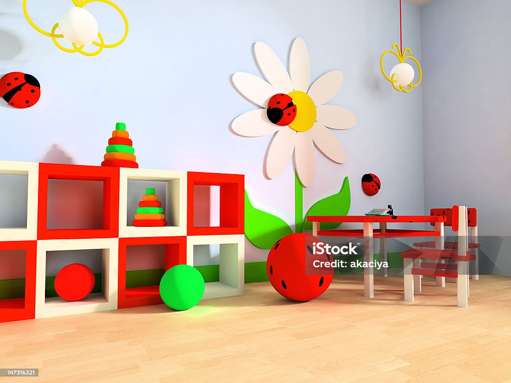 Children's room Game zone in a children's room 3d image Blue Stock Photo