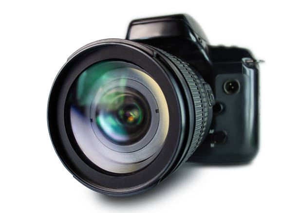 black digital camera isolated on a white