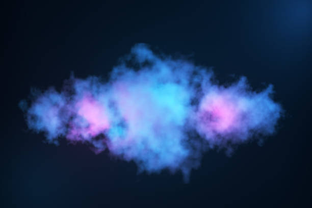 Clouds glowing blue and pink. Abstract background with clouds and smoke. Cloud technologies. 3d render. stock photo