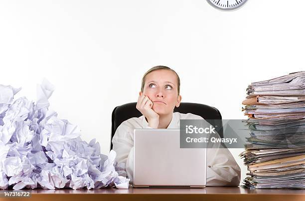 Businesswoman With Paperwork Stock Photo - Download Image Now - Drowning, Document, Paperwork