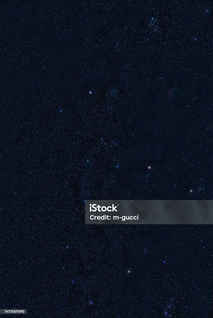 Starry Milky Way skies photographed with wide angle lens. Asteroid Stock Photo