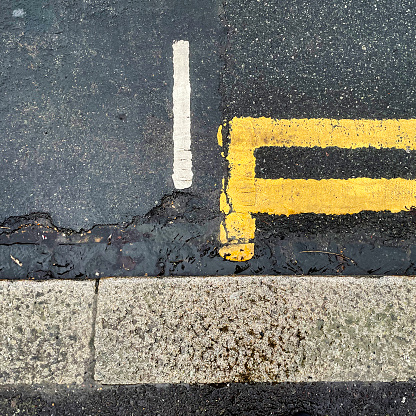 Road markings on a London street