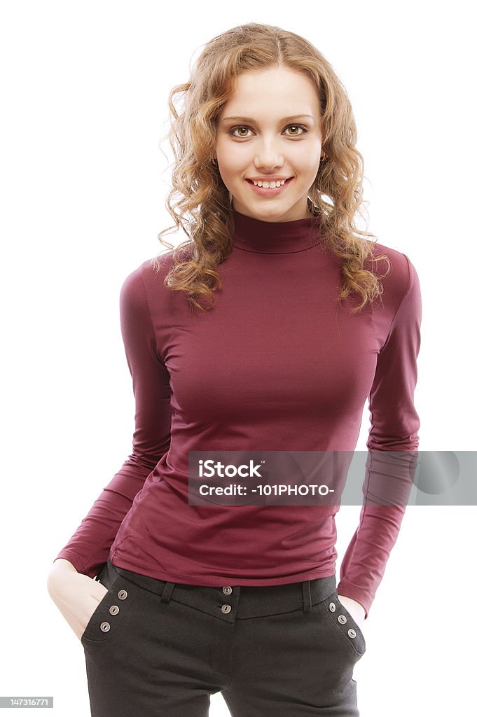 Retrato de sorrindo charmoso garota com Cabelo Encaracolado - Foto de stock de Adolescente royalty-free
