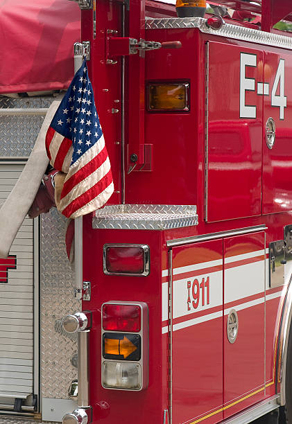 istock Flag posted on a Fire Truck 147316803