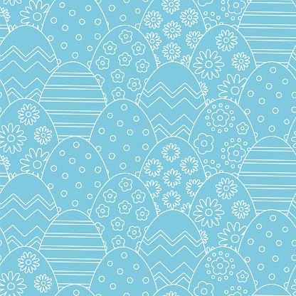 Seamless pattern of Easter eggs. Modern abstract seamless pattern. Contemporary aesthetic art for fabric or wrapping paper, wall art, social media post, packaging. Stock illustration