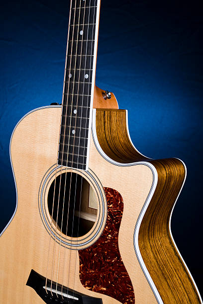 Guitar against dark blue