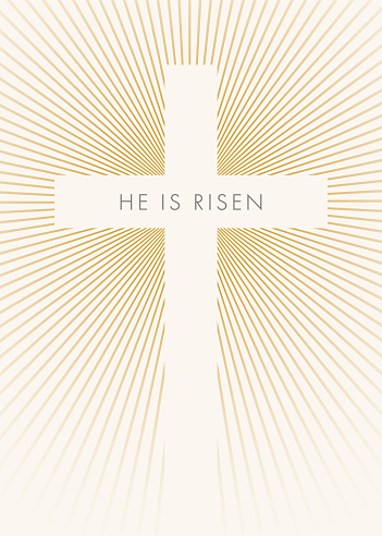 Image of the cross with inscription he is risen. Easter Sunday. Minimal style. Stock Illustration