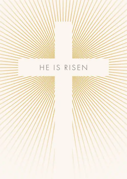 Vector illustration of Easter banner with cross and inscription.