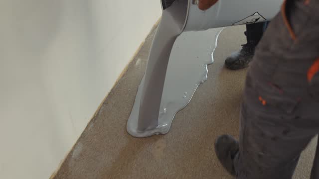 the epoxy mixture is poured onto the floor, then spread out with a trowel. After the epoxy has been applied and allowed to cure, then be sealed to create a protective coating.