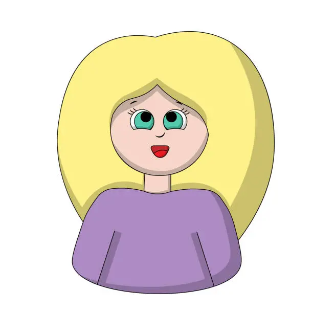 Vector illustration of Portrait of a surprised cute girl in color
