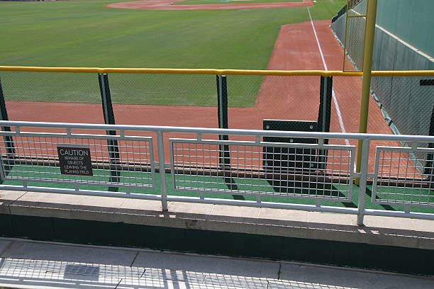 istock Baseball stadium outfield with sign 147318186