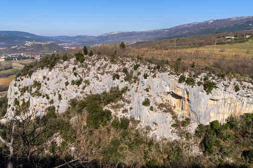 Cliffs on the banks of the river Dordogne in France