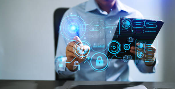 istock Cyber security data protection Business working on compute Intelligenc digital tablet global network connection data science digital marketing, Investment global in office 1473188148
