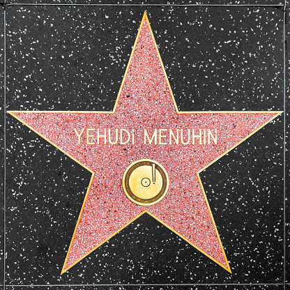 Los Angeles, USA - March  5, 2019: closeup of Star on the Hollywood Walk of Fame for Yehudi Menuhin.