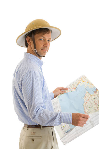 El turista con Mapa - foto de stock