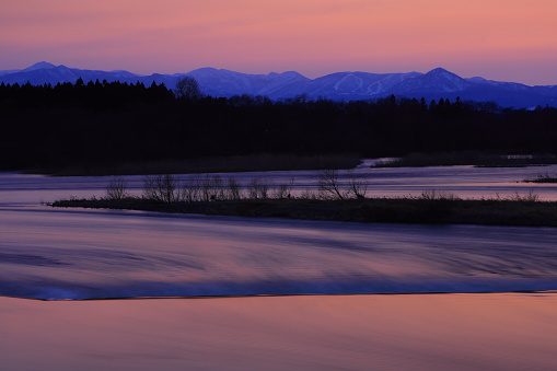 Kitakami river at sunset