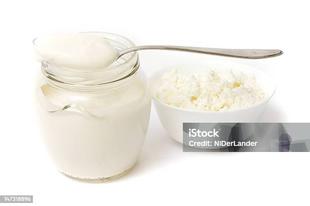 Curd And Sour Cream Stock Photo - Download Image Now - Container, Cultures, Curd Cheese