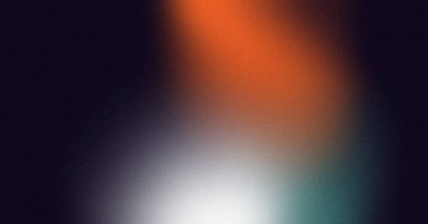 istock Orange white green illuminated spots on black, grainy gradient background, color noise texture effect, copy space 1473191356