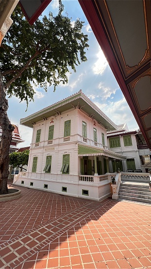 January 30 2023 : Bangkok, Thailand : Historical Of Phra Tamnak Chandr located in Wat Bowonniwet Ratchaworawihan.