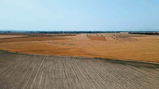 Aerial view of field in Northern Cyprus on sunny day