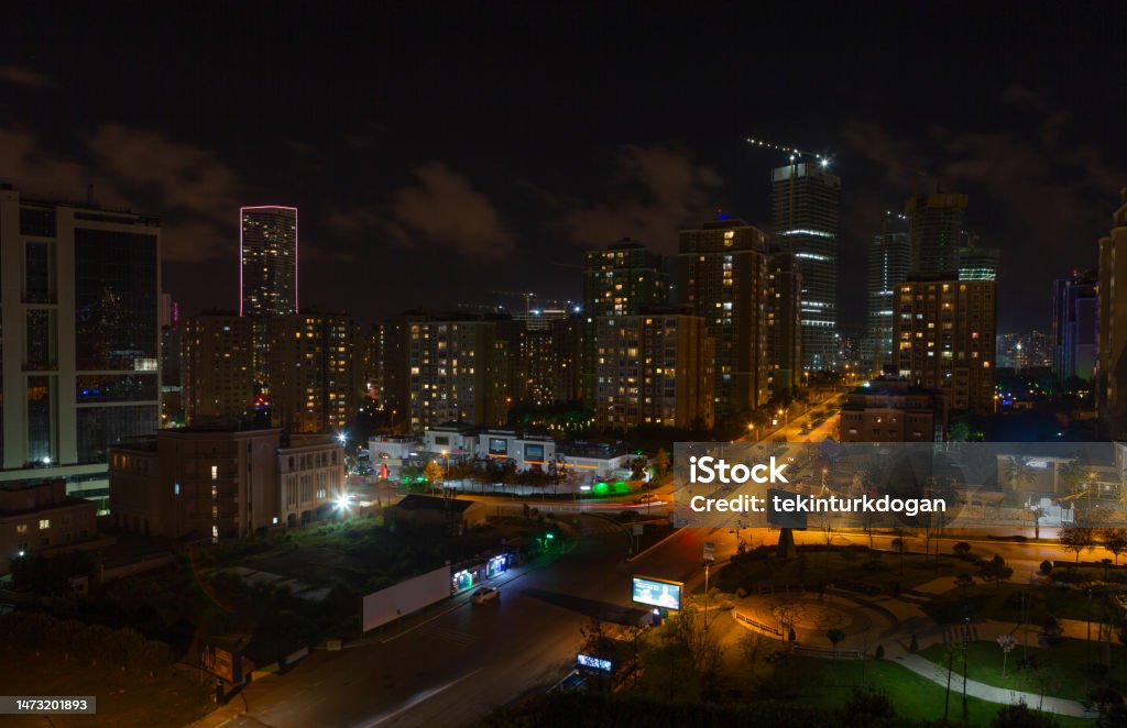 skyscrapers near finance district during night at atasehir anatolian side town of istanbul turkey Anatolia Stock Photo