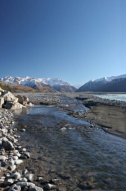 Rakaia River, Canterbury New Zealand stock photo