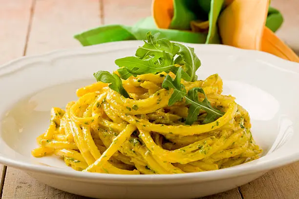 Photo of Pasta with Saffron and arugula pesto