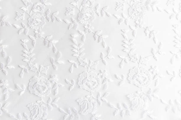 istock White lace with small flowers on the white background. 1473212241