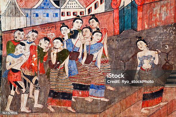 Foto de Antiga Thai Mural De Pintura e mais fotos de stock de Pintura a Óleo - Tinta - Pintura a Óleo - Tinta, Adulto, Arte