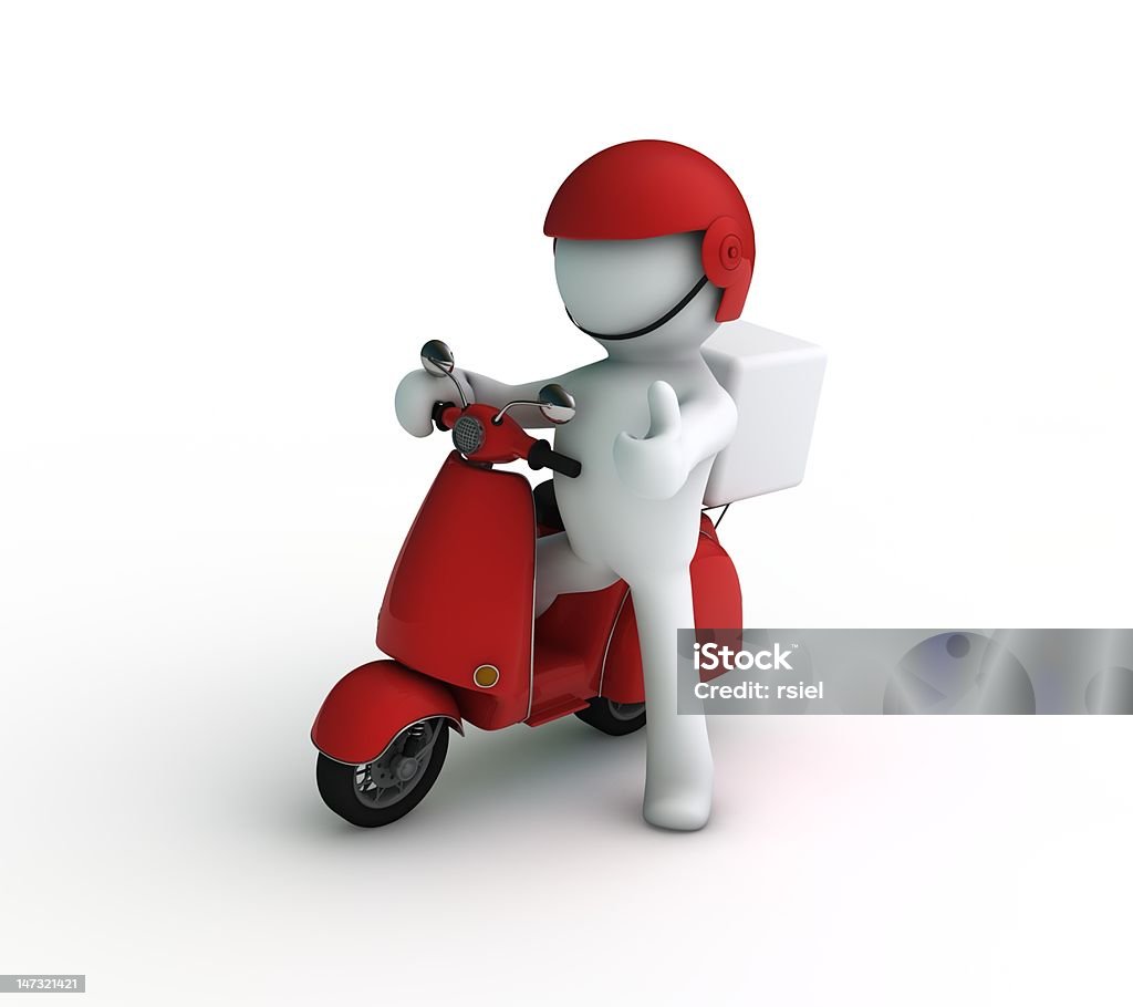 Entrega carácter en motoneta. - Foto de stock de Ciclomotor - Vehículo de motor libre de derechos