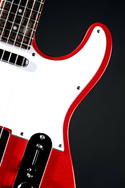 istock Red Electric Guitar On black 147321853