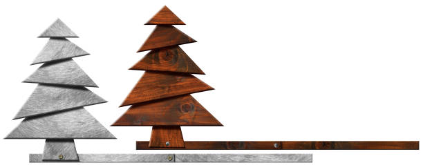 istock Wooden and Metallic Christmas Trees Isolated on White Background 1473221925