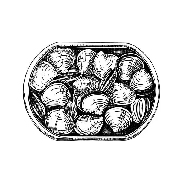 Vector illustration of Hand drawn canned fish illustration.