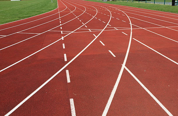 Sports Track lines in a curve stock photo