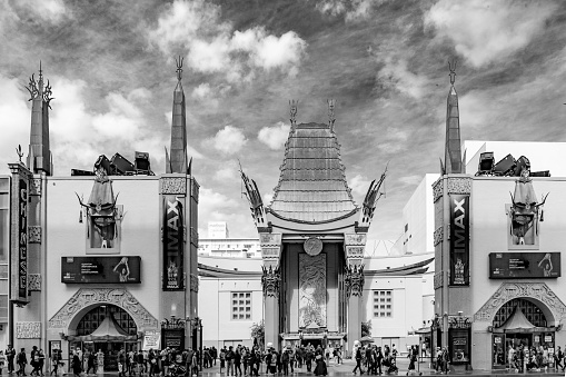 Los Angeles, USA - March 5, 2019:  TCL Chinese Theater located on Hollywood Boulevard. The theater district is a famous tourist attraction.