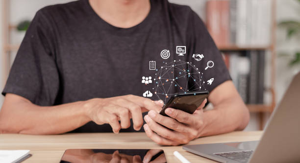 istock Global communication network concept. Digital transformation technology strategy,  Business process digitization. 1473231012
