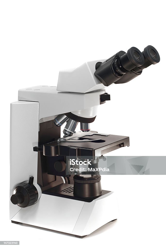 Leichte Mikroskop, isoliert auf weiss - Lizenzfrei Ausrüstung und Geräte Stock-Foto