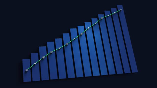 Success Growth Market Business Presentation Graph on Blue Background Animation