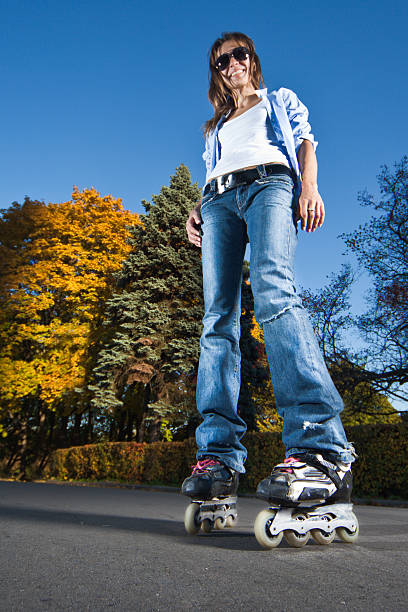 Rollerblading girl stock photo