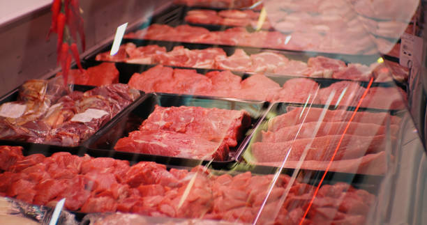 istock Window seen range of fresh beef meat precuts for grill or barbecue. 1473235147
