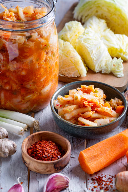 istock Homemade kimchee and glass jar 1473236644