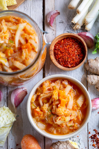 istock Homemade kimchee and glass jar 1473236697