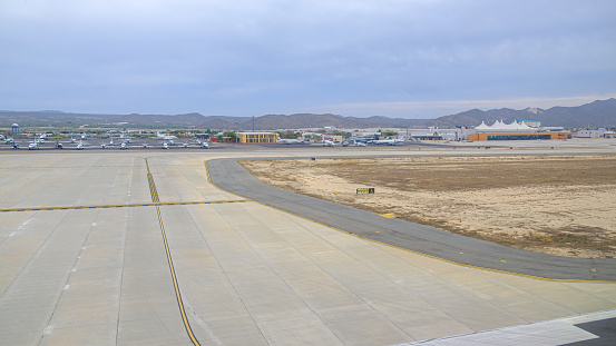 The Los Cabos International Airport, Mexico as viewed from the runway.