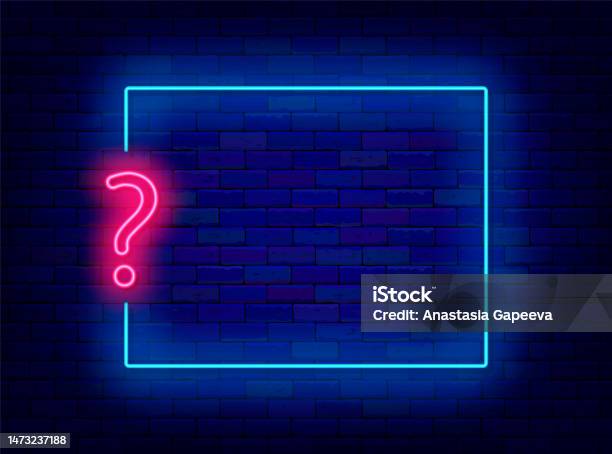 Question Mark Rectangular Frame Empty Geometric Frame With Question Mark Quiz Neon Template Competition ...